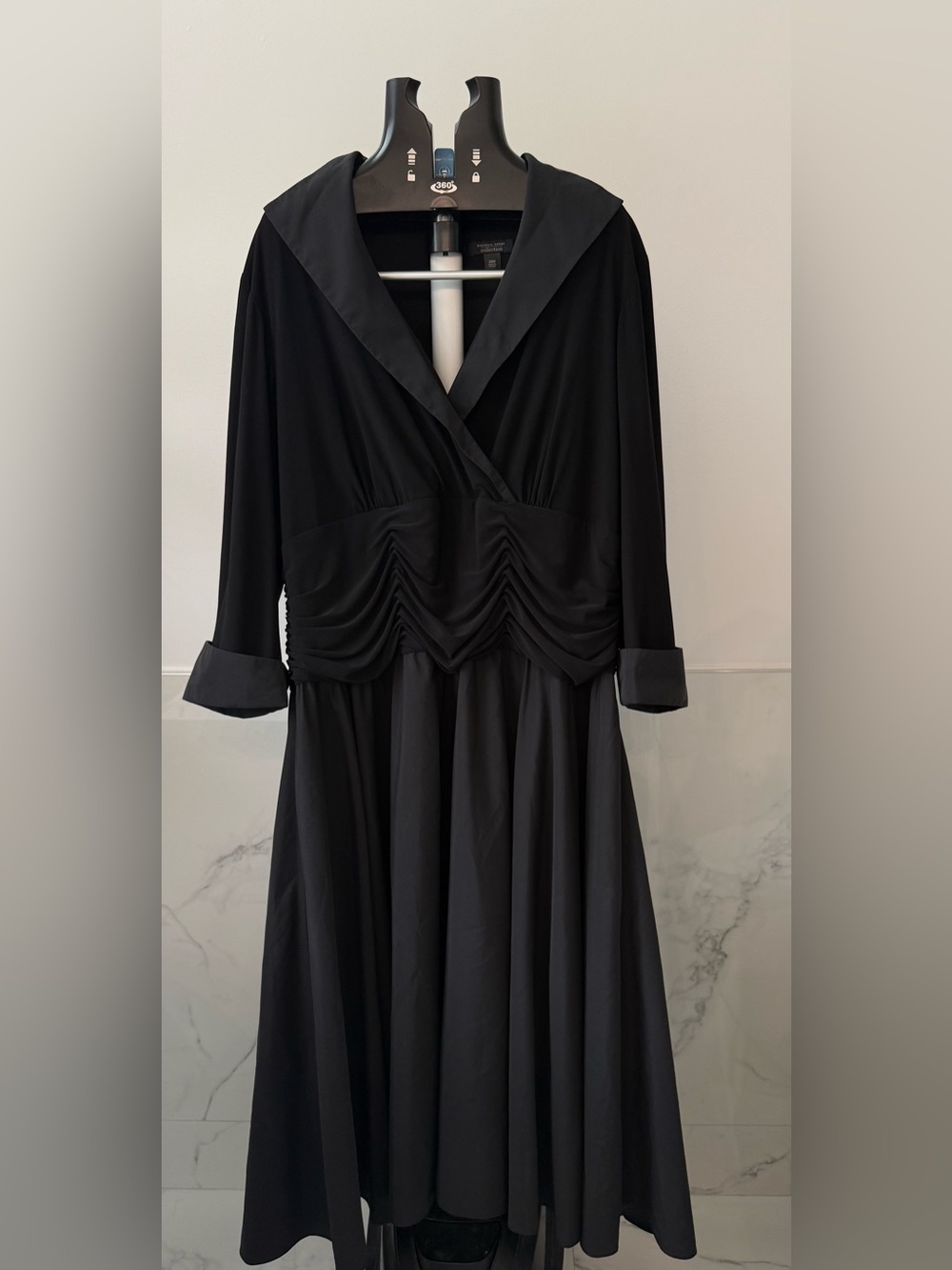 Black Satin Collar Evening Gown Plus 24W Mother of Bride /Formal
